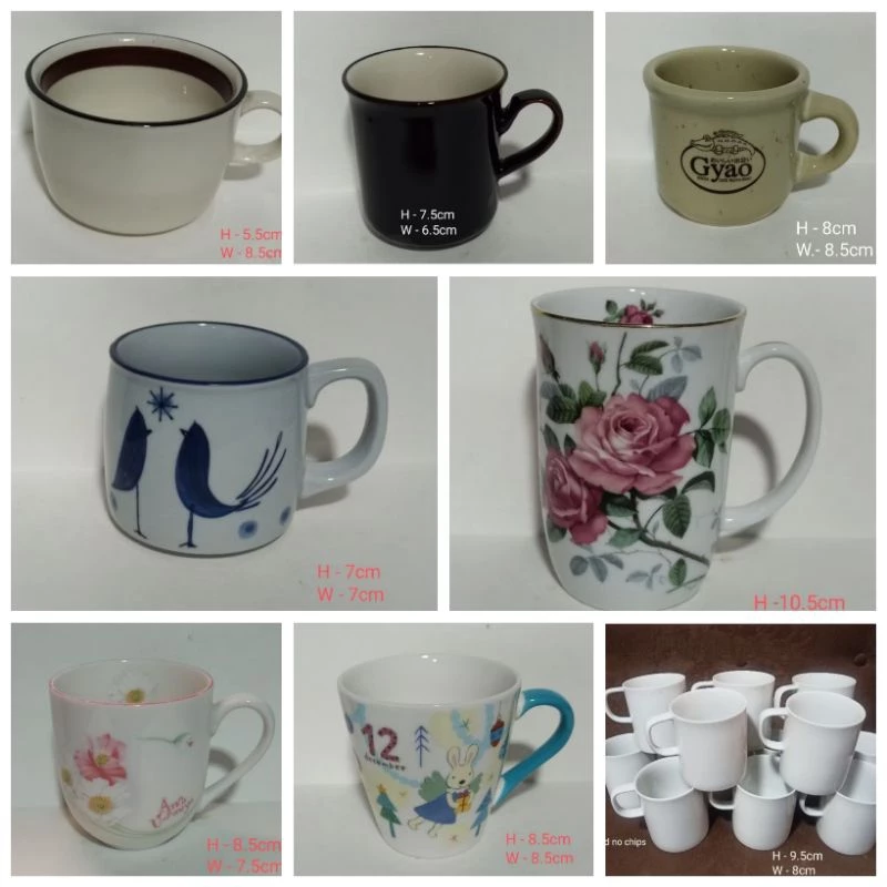 Japan Surplus Elegant assorted mugs Cups /Clean/No chips ( sold per pc/set)