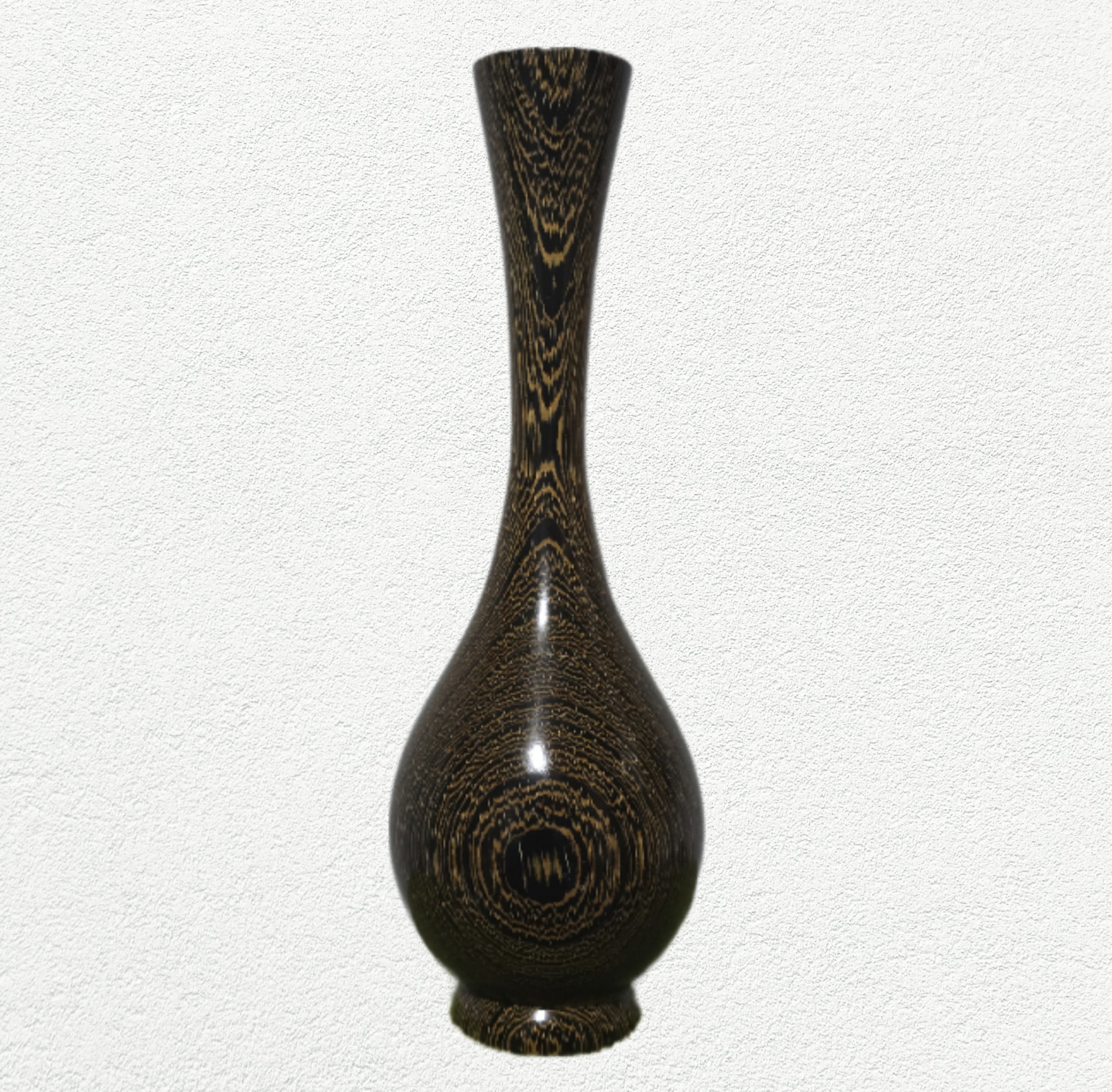 Japanese Vintage Tsurukubi (Crane Neck) Black Palm Wood Vase